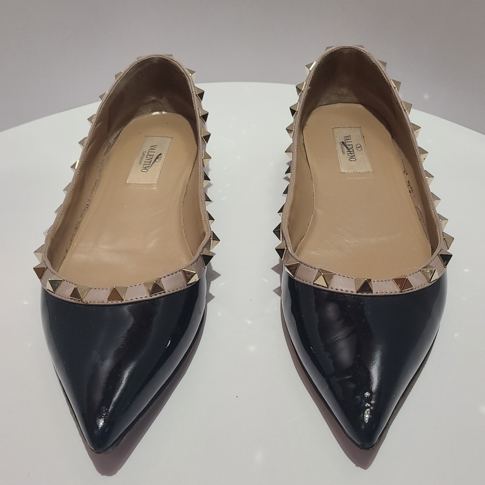 Valentino Rockstud Pointed Toe Ballerina Flat - Picture 1 of 9